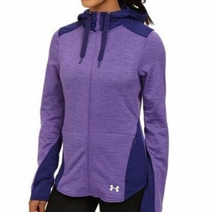 EUC Under Armour Purple UA Gamut Full Zip Athleisure Hoodie Size Small Petite